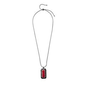 Chico's Pendant Necklace Red & Faux Hematite Adjustable Reversible Refined New